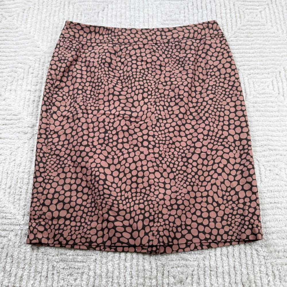 Ann Taylor LOFT Pencil Skirt Womens 10 Cotton Silk Pebble Dot Professional Work
